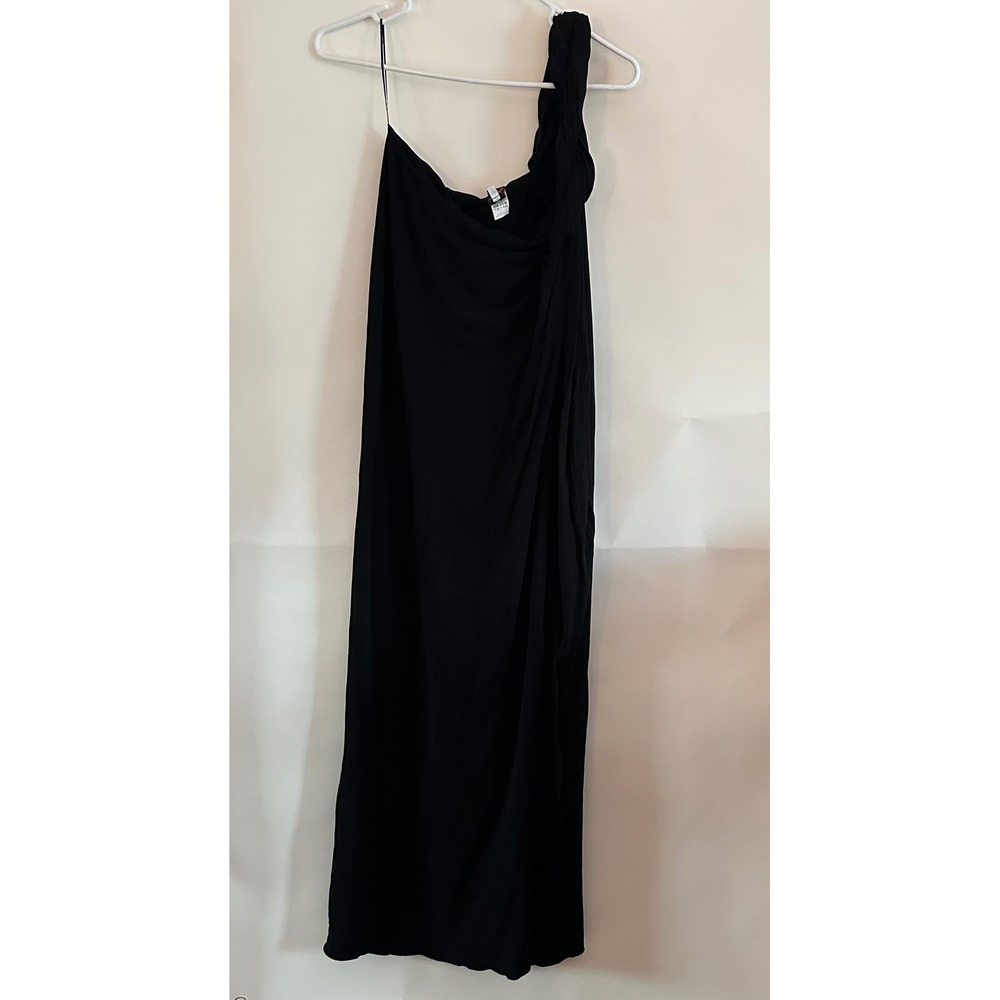 Vintage Jean Paul Gaultier Soleil Black One Shoulder Draped Grecian Maxi Dress L